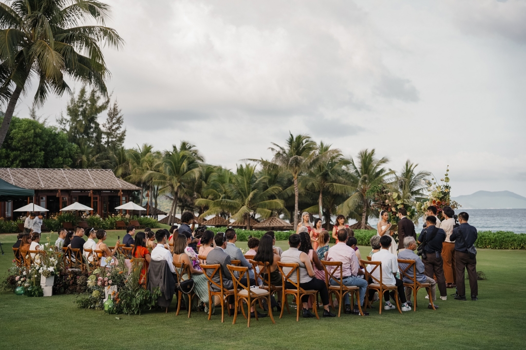 Đám cưới của khách du lịch tại một khu nghỉ dưỡng ở Bãi Dài (huyện Cam Lâm, tỉnh Khánh Hòa)